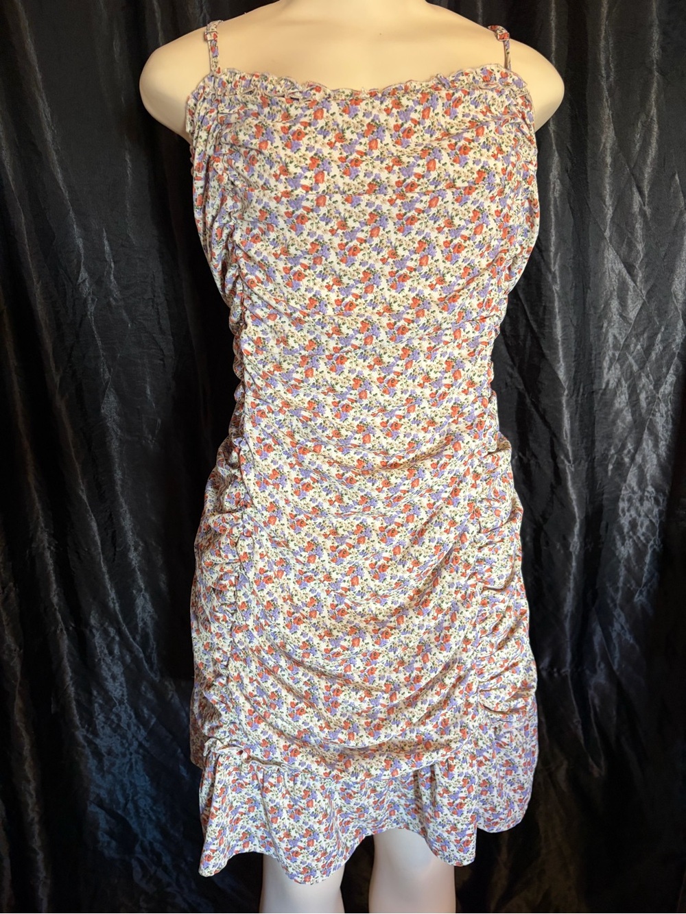 Fashion Nova White Mini Dress with Pink & Orange Floral Print